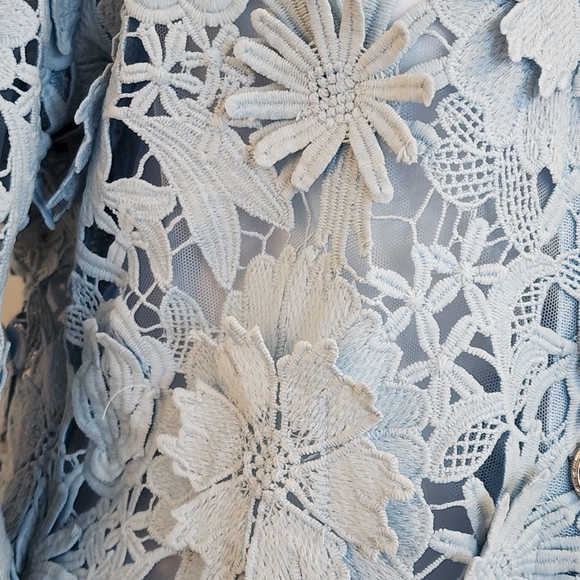 Boston Proper Floral Lace Blouse - Light Blue - Picture 5 of 12